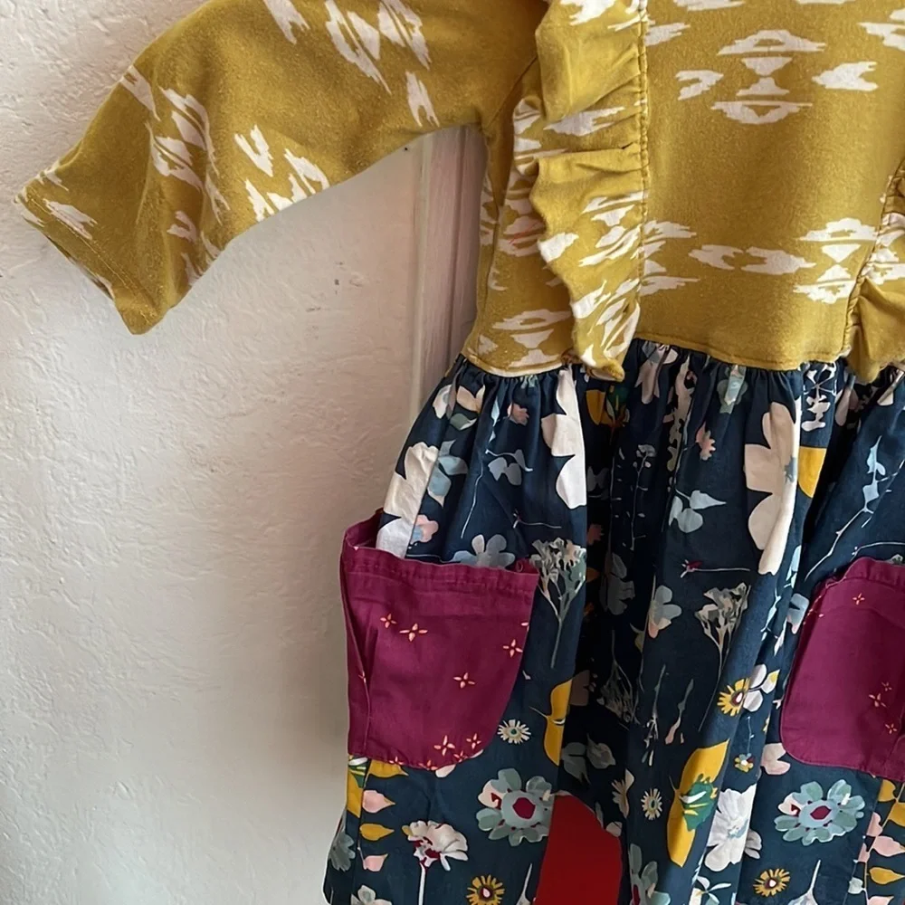 Lottie Mae clothing girls dress size 18M GUC blue and yellow colors